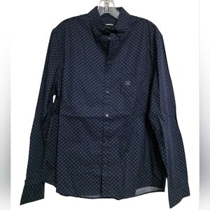 Express Men's Blue Patterned Long Sleeve Button Down Shirt Size Medium